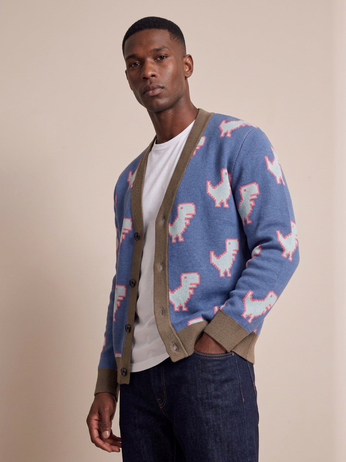 Dino Byte Blue Knit Cardi