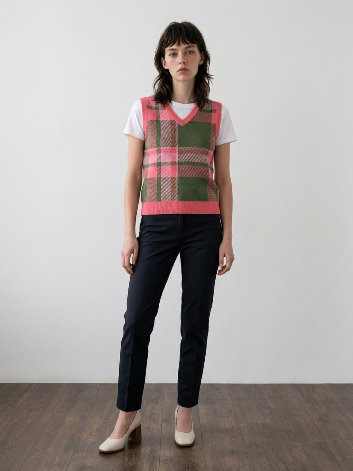 Matcha Pixel Tartan Knit Vest