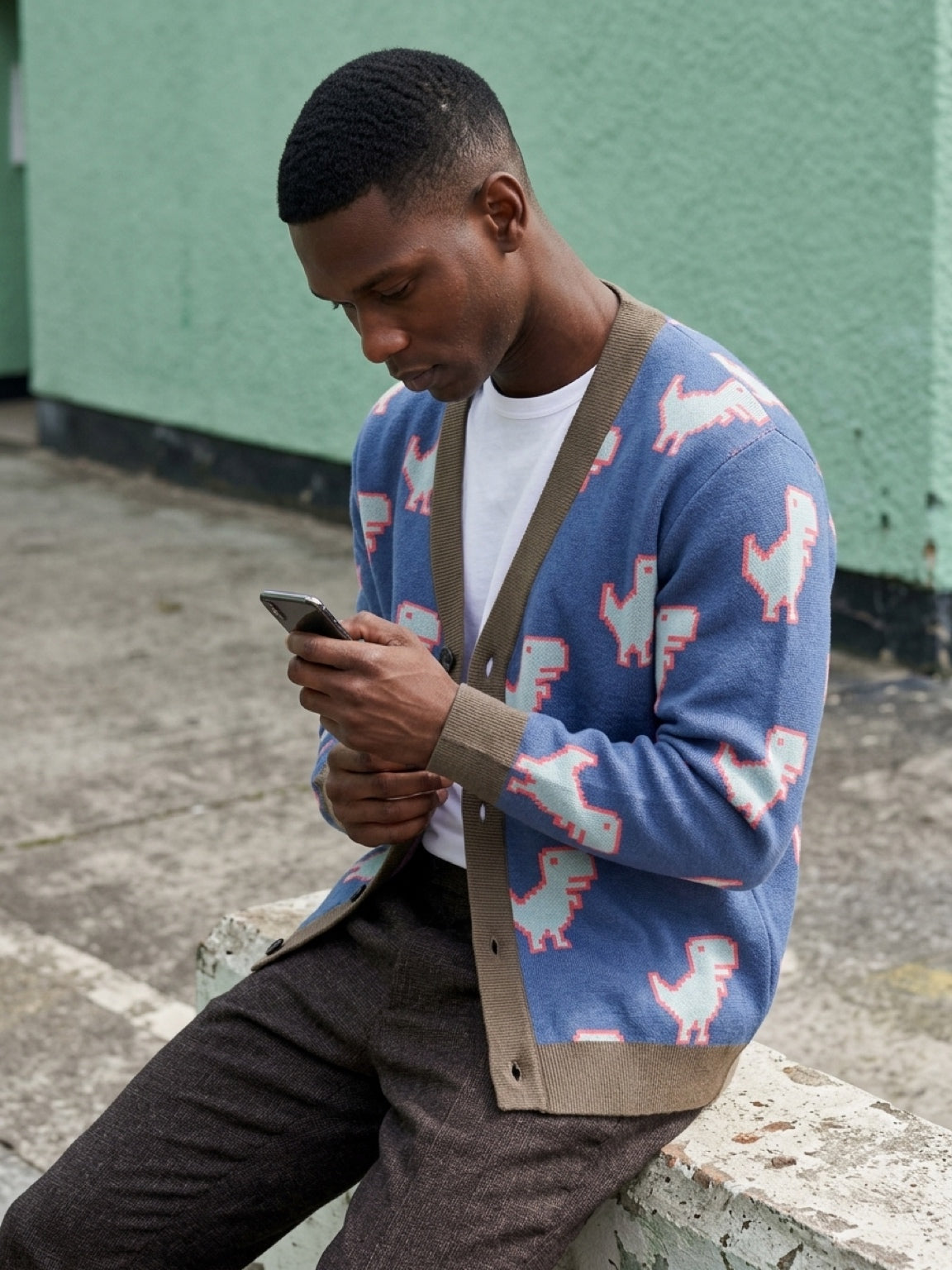 Dino Byte Blue Knit Cardi