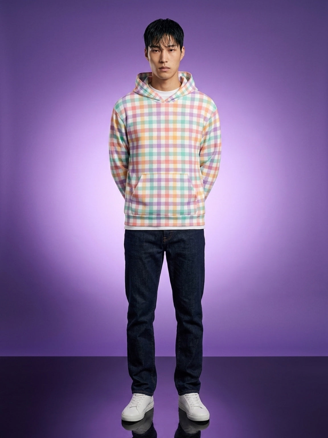 Digital Picnic Pastel Tartan Hoodie