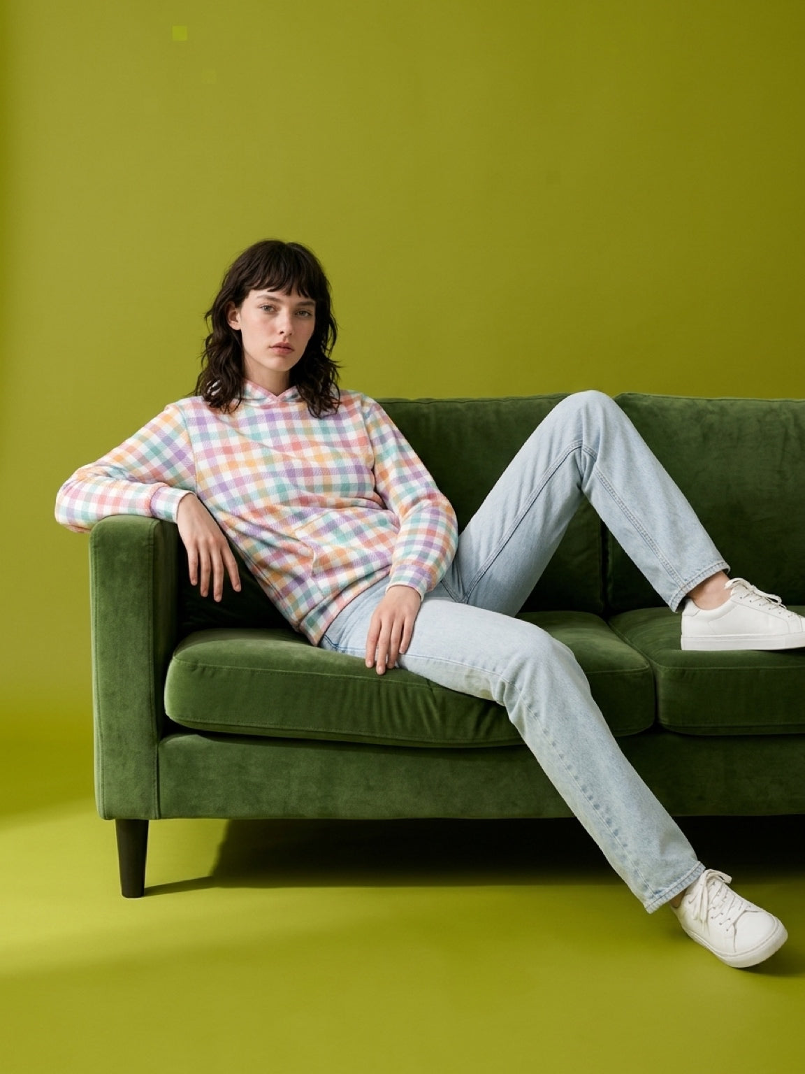 Digital Picnic Pastel Tartan Hoodie