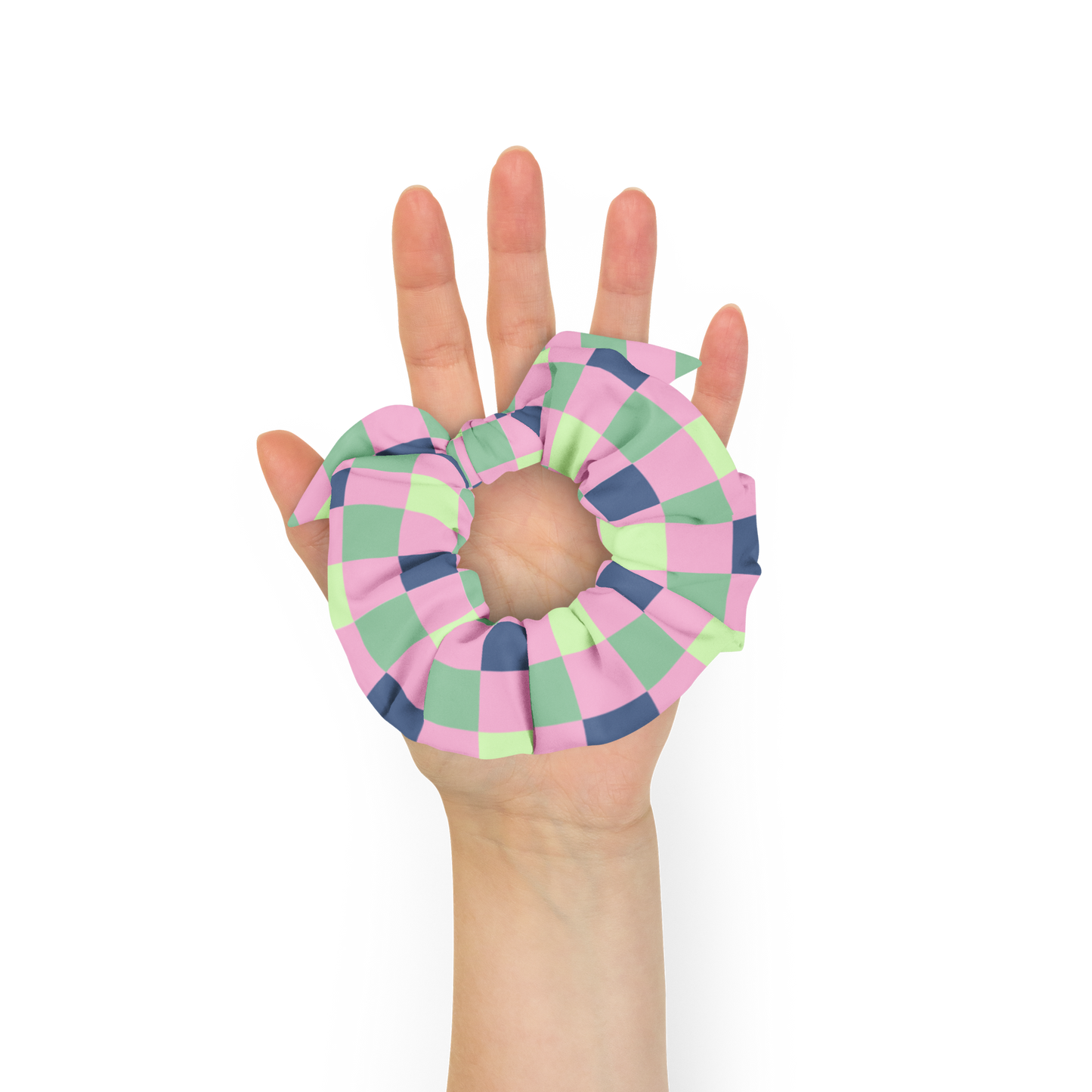 Pixel Candy Pastel Check Scrunchie