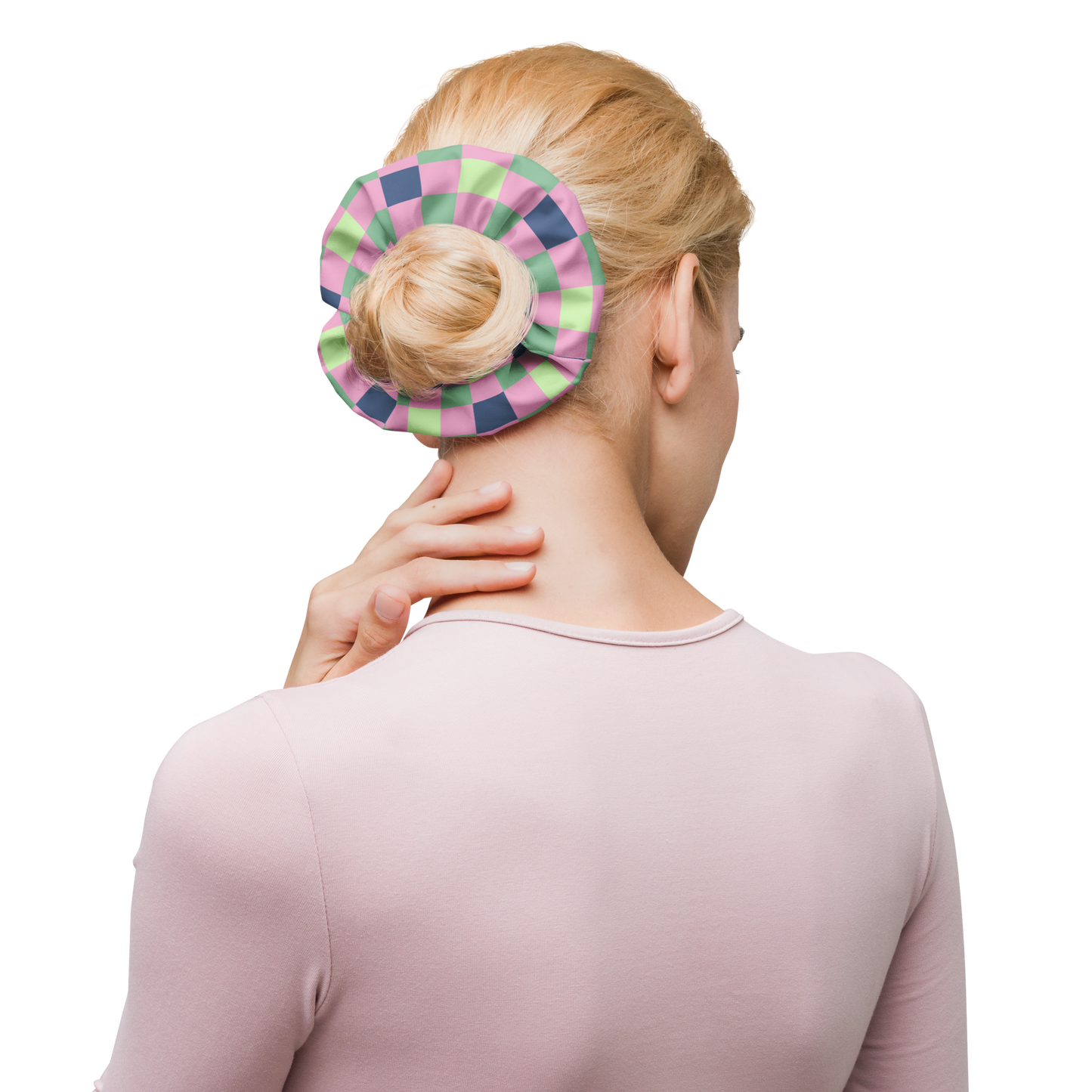 Pixel Candy Pastel Check Scrunchie