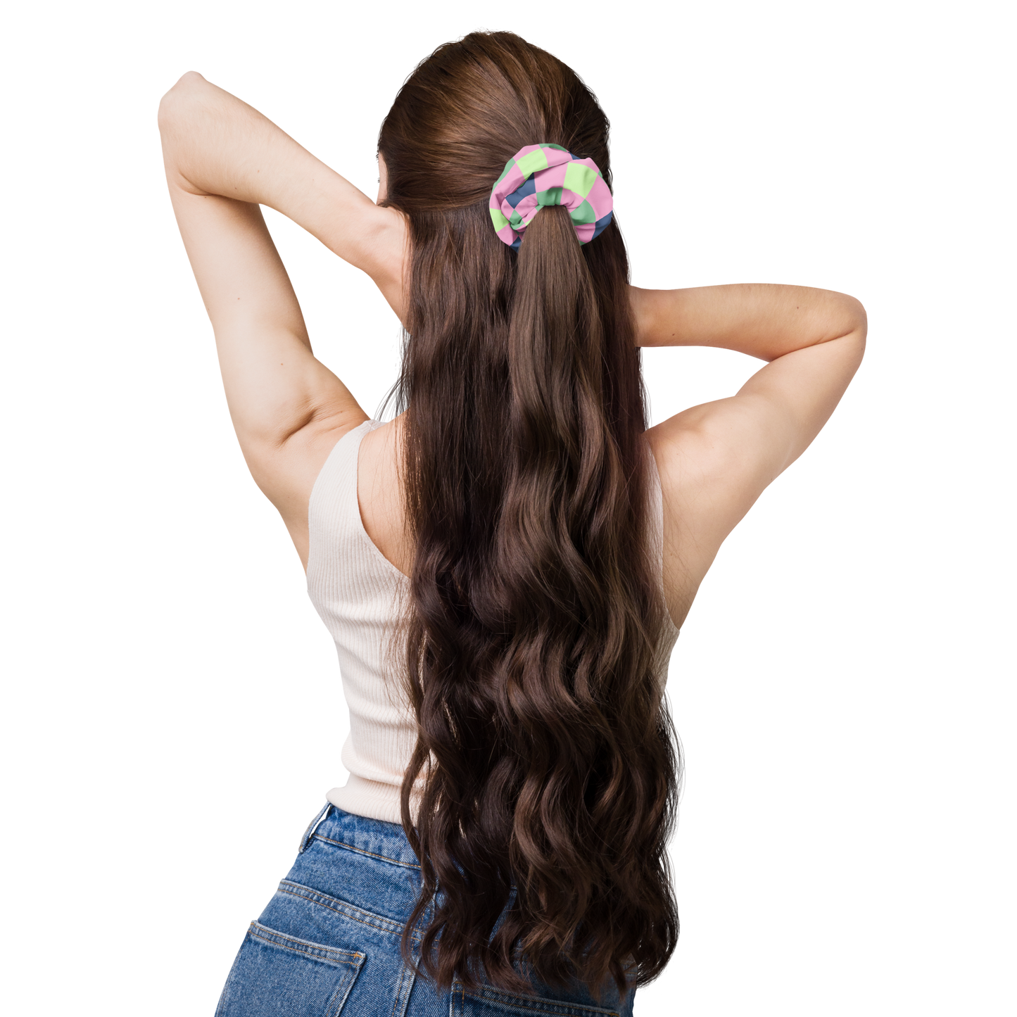 Pixel Candy Pastel Check Scrunchie