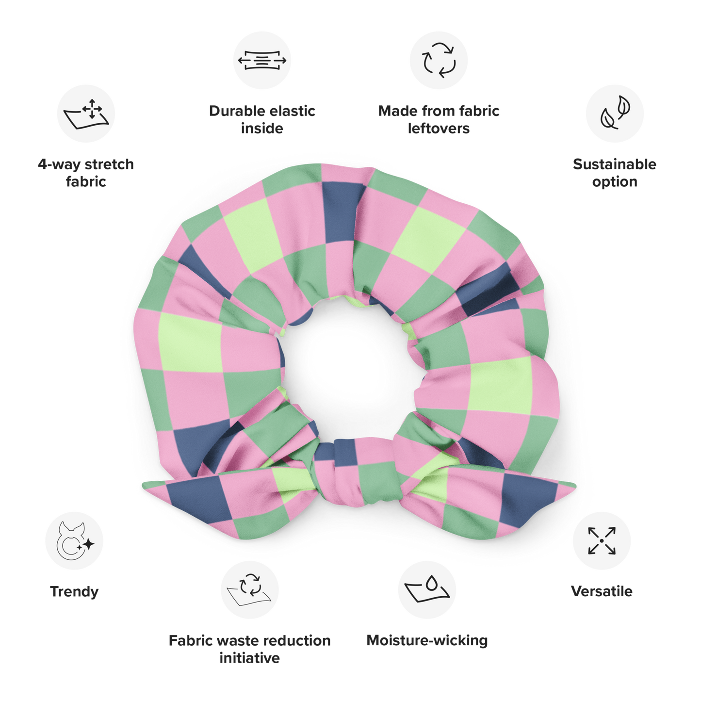 Pixel Candy Pastel Check Scrunchie
